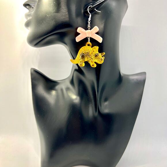 Dinosaur Earrings - Triceratops Earrings - Dino Accessories - Jurassic Park Ear - Picture 6 of 11